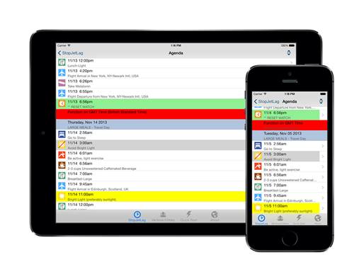 StopJetLag for iPad and iPhone